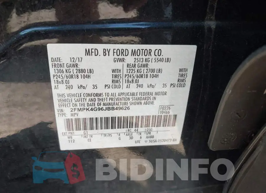 2FMPK4G96JBB49626 Photo# 9