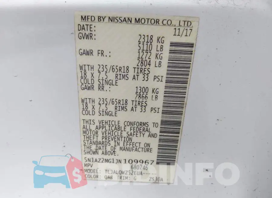 5N1AZ2MG1JN109967 Photo# 9