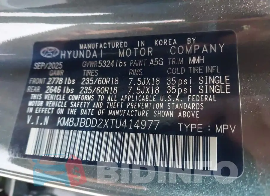 KM8JBDD2XTU414977 Photo# 9