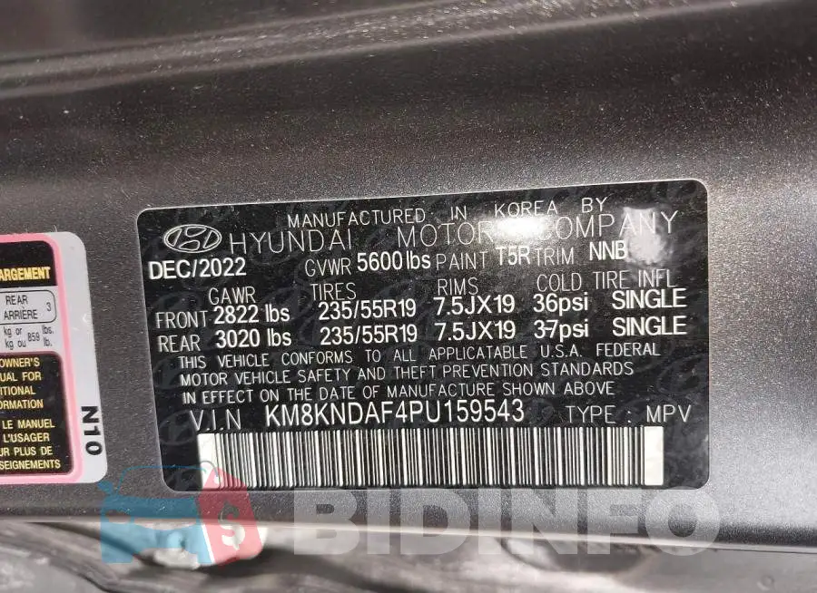 KM8KNDAF4PU159543 Photo# 9
