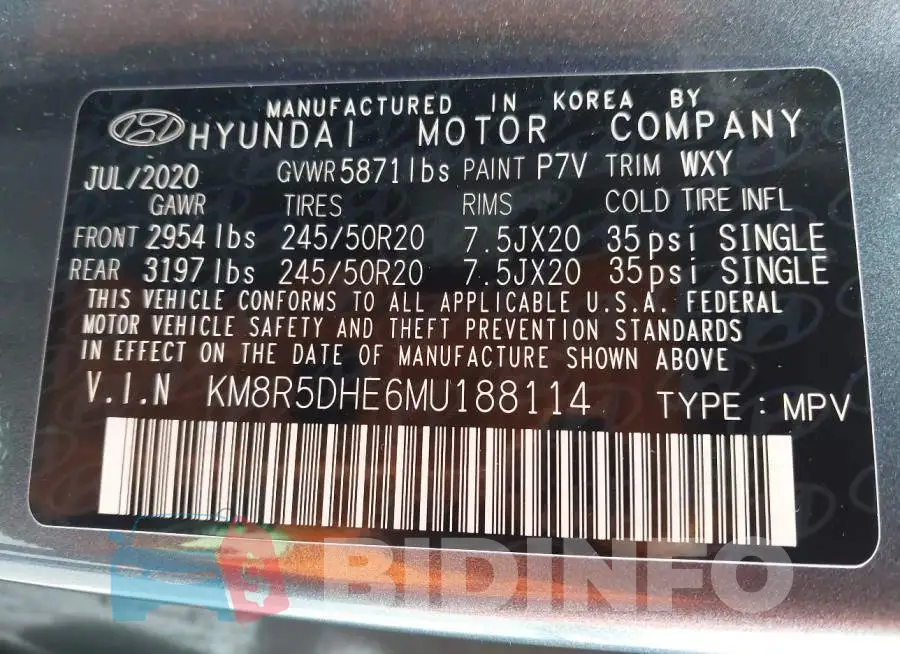 KM8R5DHE6MU188114 Photo# 9