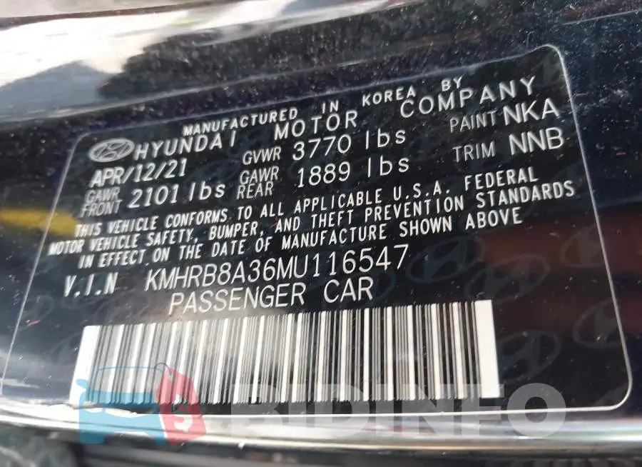 KMHRB8A36MU116547 Photo# 9