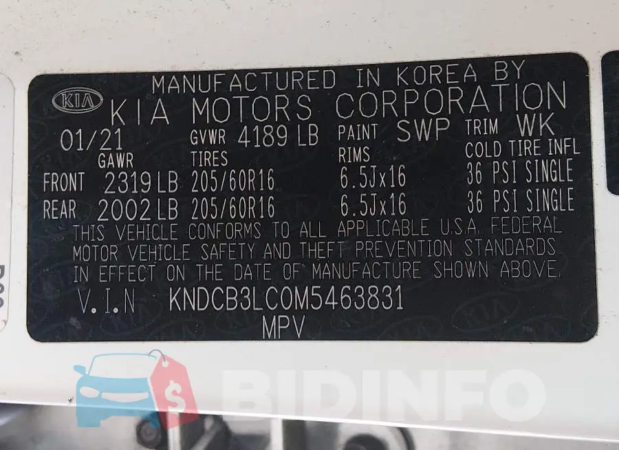 KNDCB3LC0M5463831 Photo# 9
