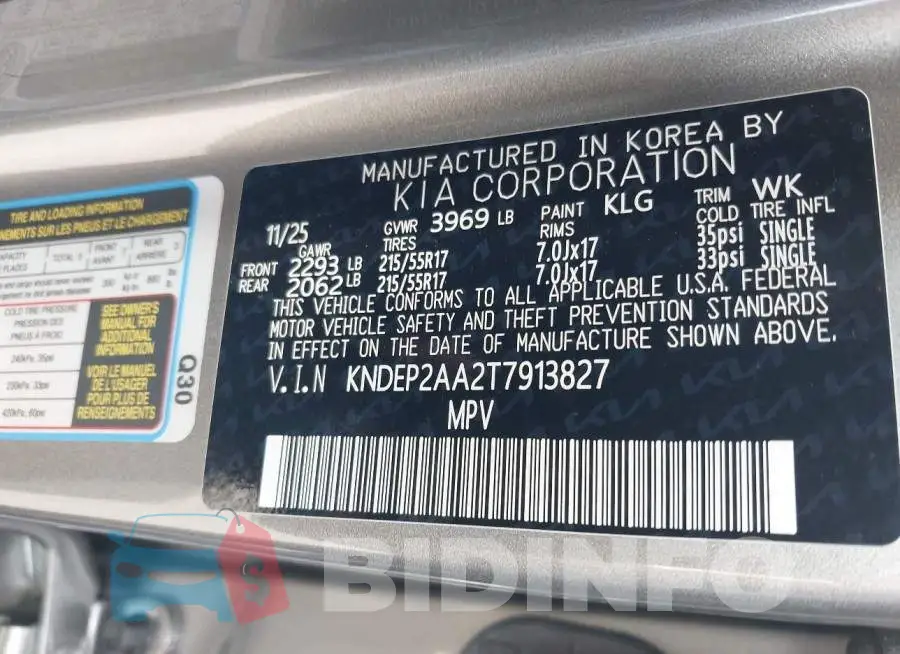 KNDEP2AA2T7913827 Photo# 9