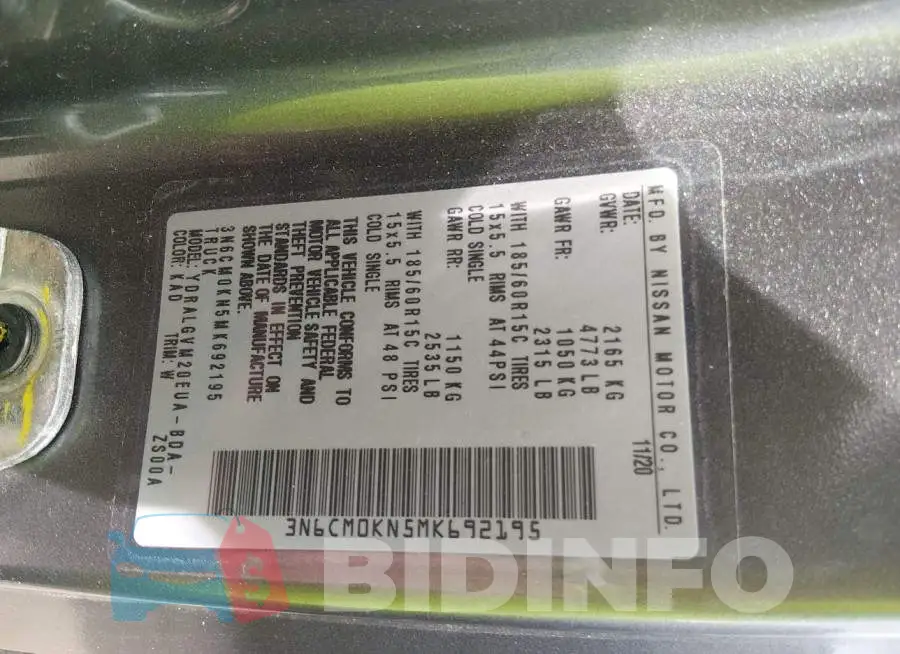 3N6CM0KN5MK692195 Photo# 9