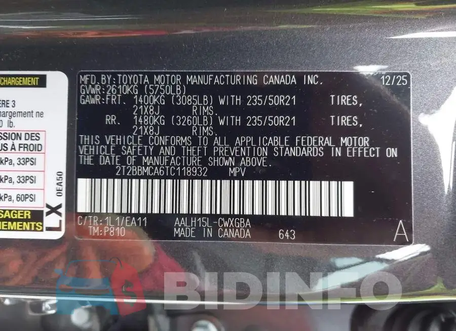 2T2BBMCA6TC118932 Photo# 9