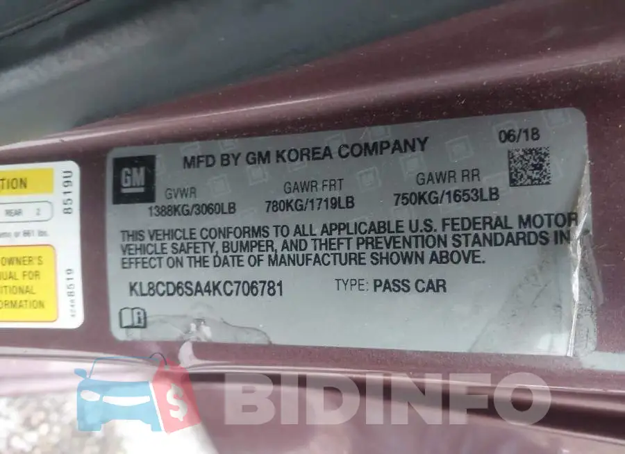 KL8CD6SA4KC706781 Photo# 9