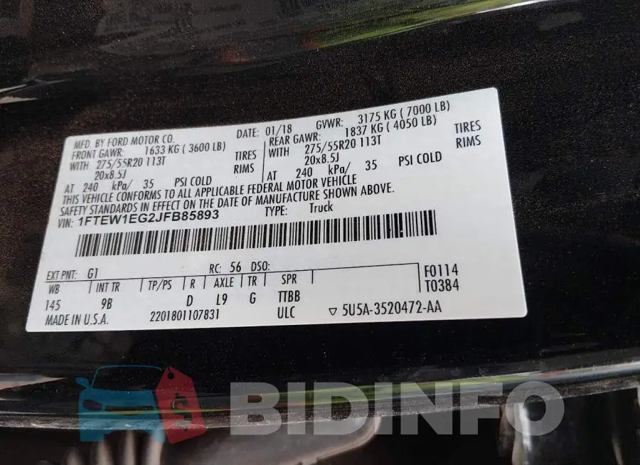 1FTEW1EG2JFB85893 Photo# 9