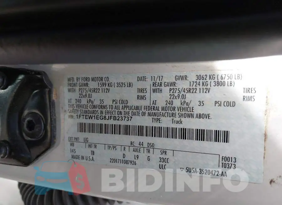 1FTEW1EG8JFB23737 Photo# 9