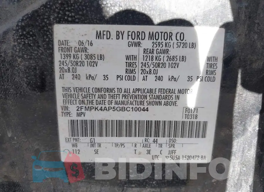 2FMPK4AP5GBC10044 Photo# 9