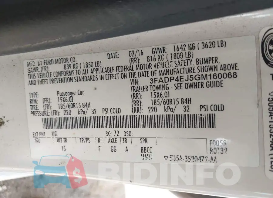 3FADP4EJ5GM160068 Photo# 9