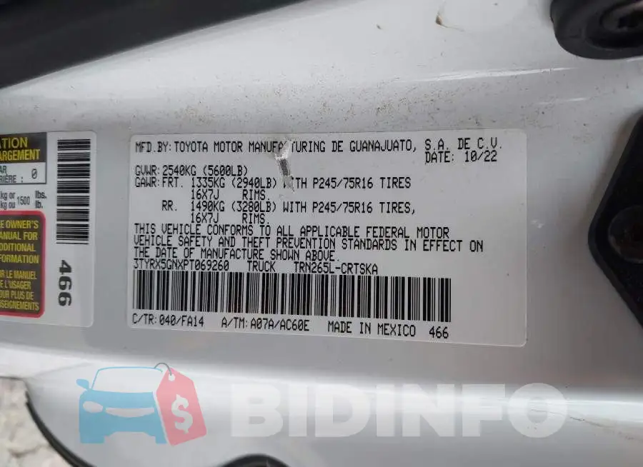 3TYRX5GNXPT069260 Photo# 9