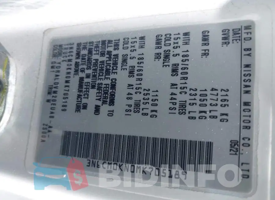 3N6CM0KN0MK705189 Photo# 9