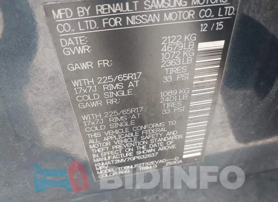 KNMAT2MV7GP632637 Photo# 9