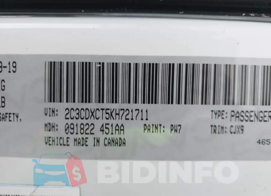 2C3CDXCT5KH721711 Photo# 9