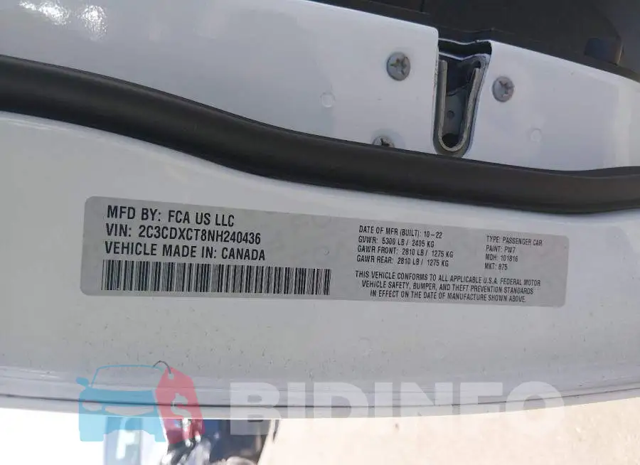 2C3CDXCT8NH240436 Photo# 9