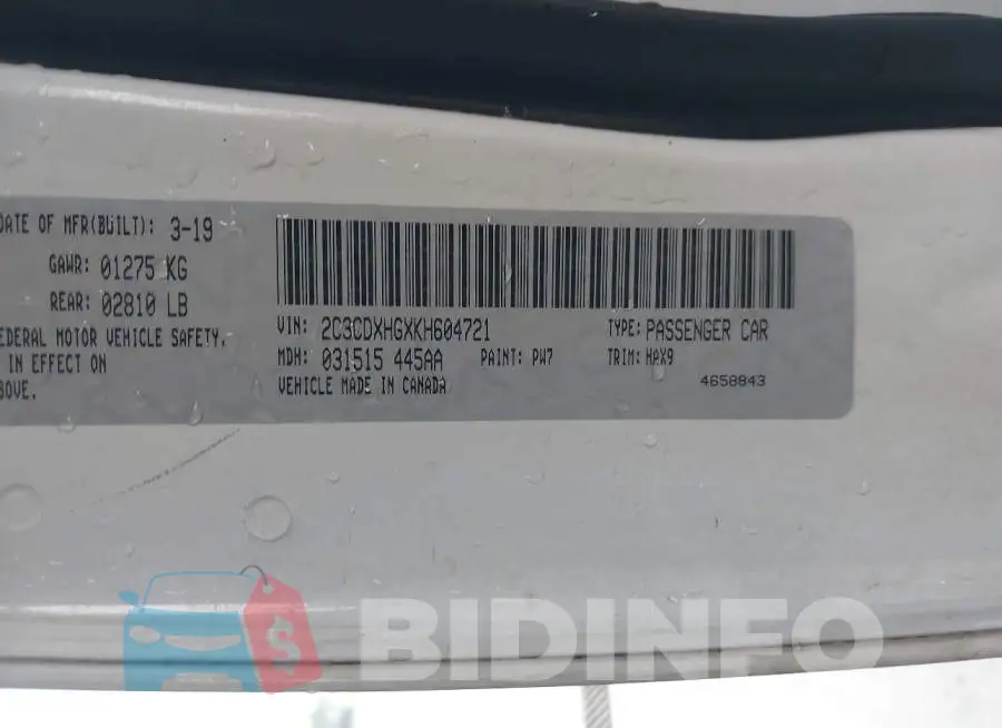 2C3CDXHGXKH604721 Photo# 9