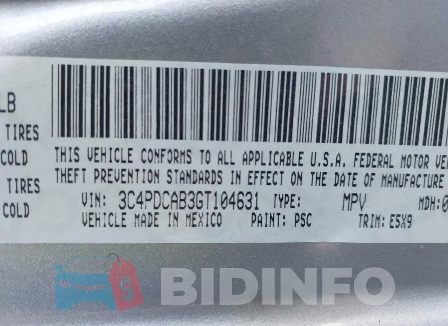3C4PDCAB3GT104631 Photo# 9