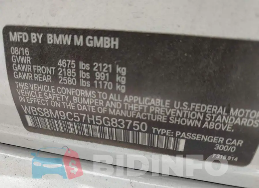 WBS8M9C57H5G83750 Photo# 9