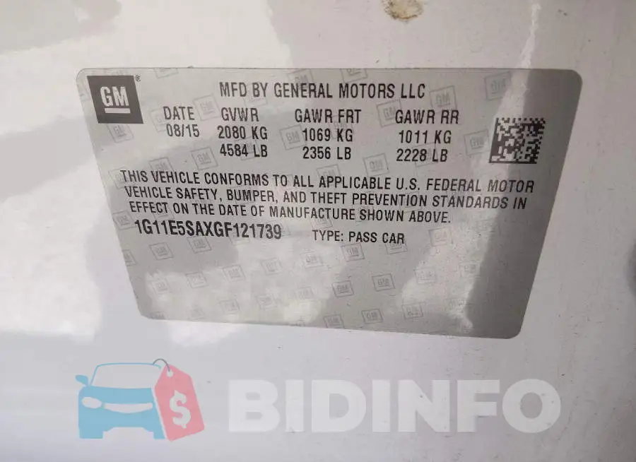 1G11E5SAXGF121739 Photo# 9