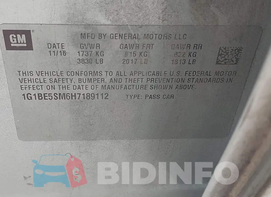 1G1BE5SM6H7189112 Photo# 9