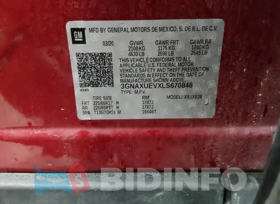 3GNAXUEVXLS670848 Photo# 9