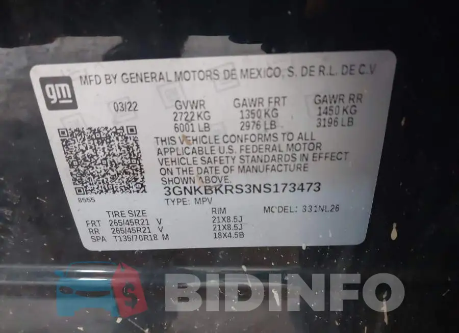 3GNKBKRS3NS173473 Photo# 9