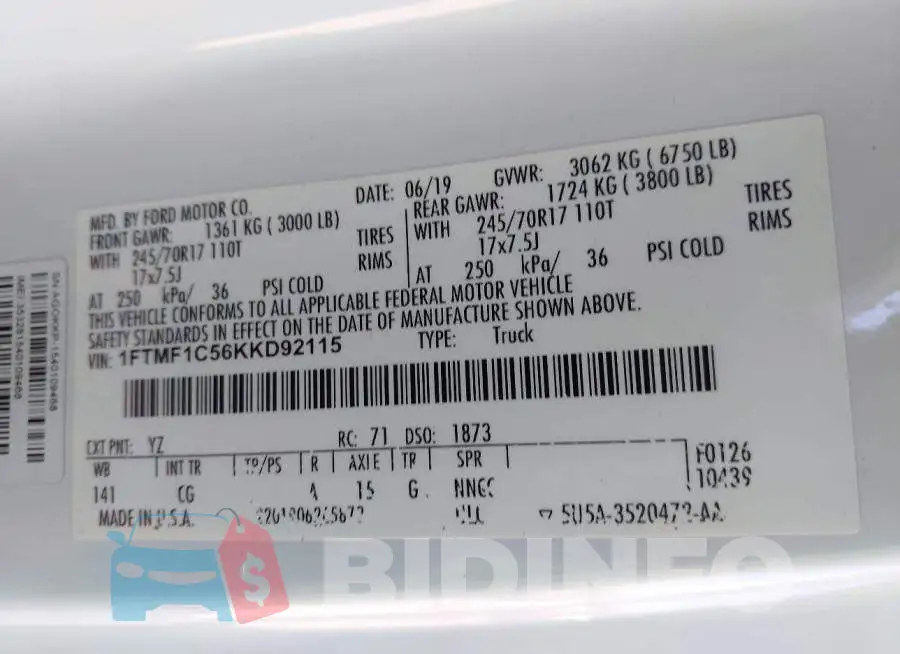 1FTMF1C56KKD92115 Photo# 9