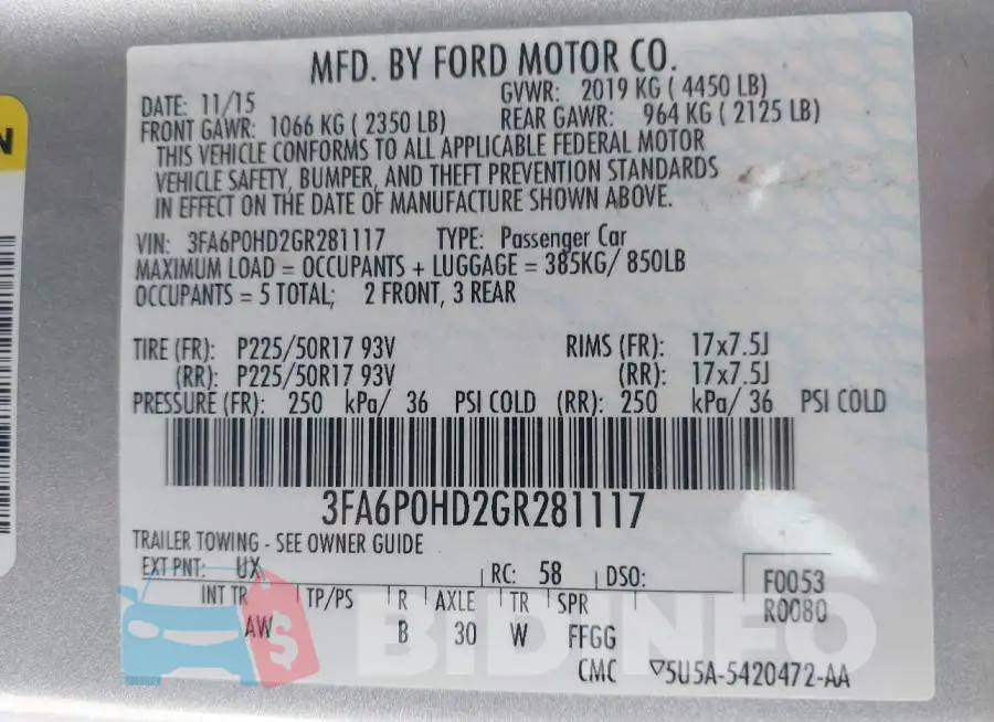 3FA6P0HD2GR281117 Photo# 9