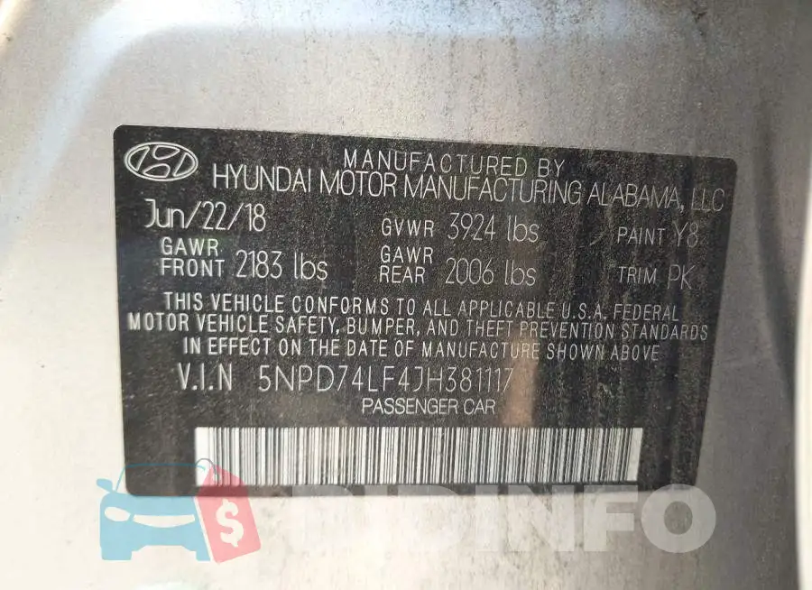 5NPD74LF4JH381117 Photo# 9