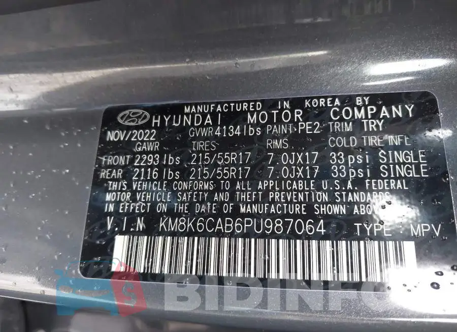 KM8K6CAB6PU987064 Photo# 9