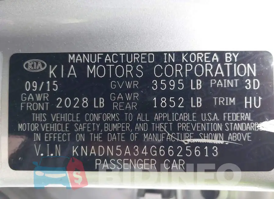 KNADN5A34G6625613 Photo# 9