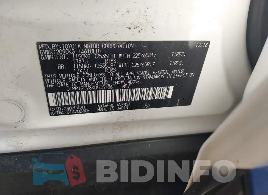JTMP1RFV8KD505136 Photo# 9