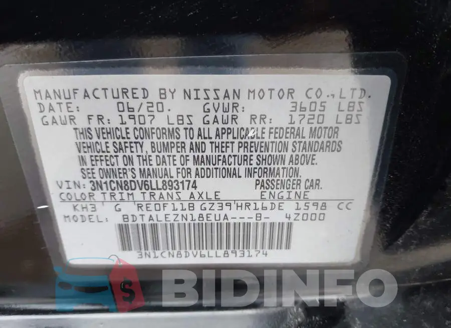 3N1CN8DV6LL893174 Photo# 9