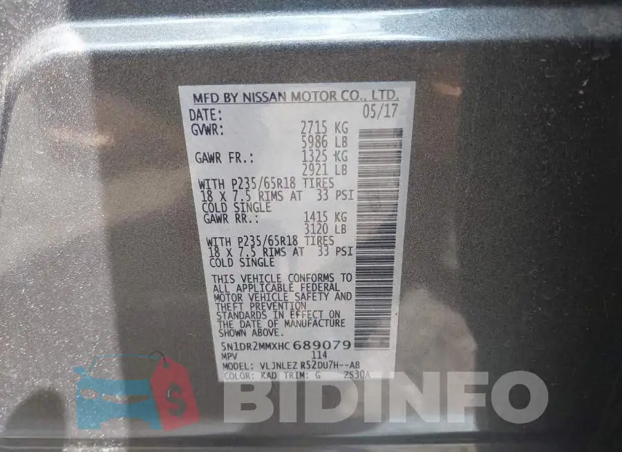 5N1DR2MMXHC689079 Photo# 9