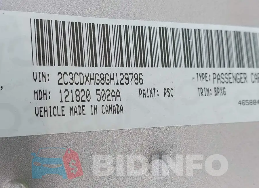 2C3CDXHG8GH129786 Photo# 9