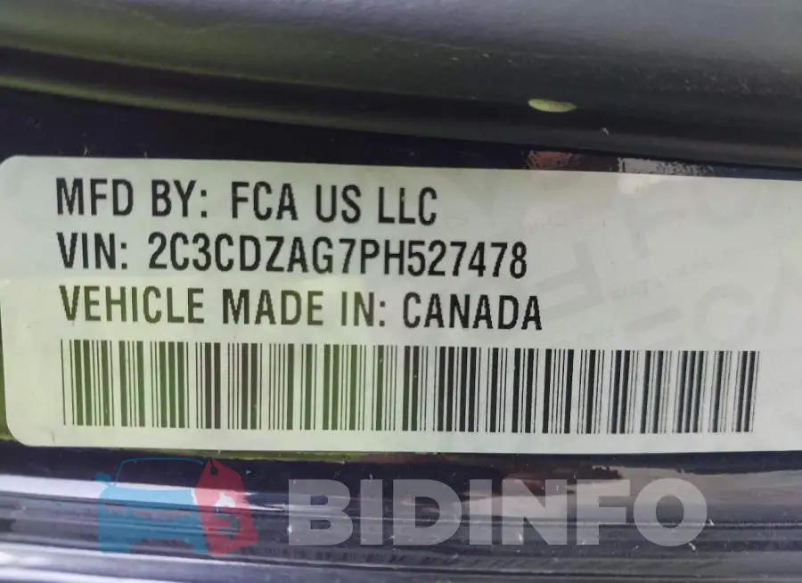 2C3CDZAG7PH527478 Photo# 9