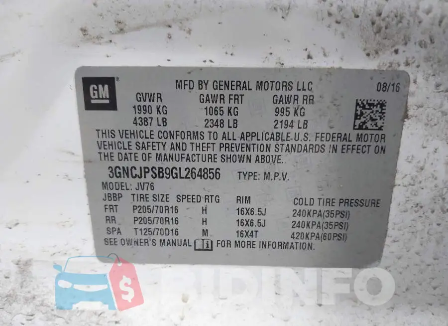 3GNCJPSB9GL264856 Photo# 9