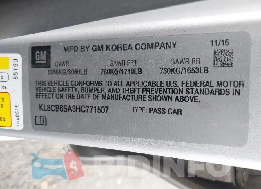 KL8CB6SA3HC771507 Photo# 9