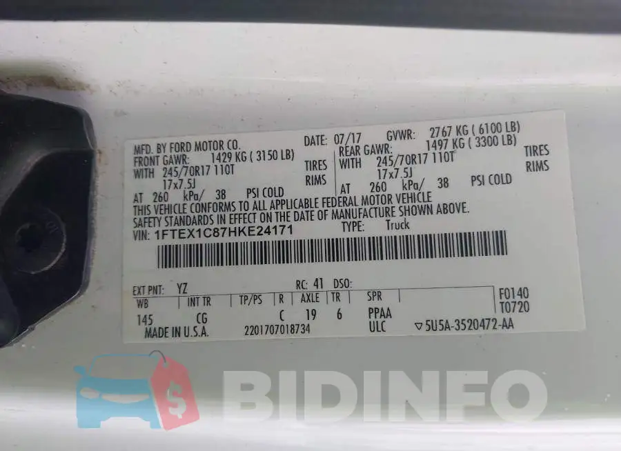 1FTEX1C87HKE24171 Photo# 9