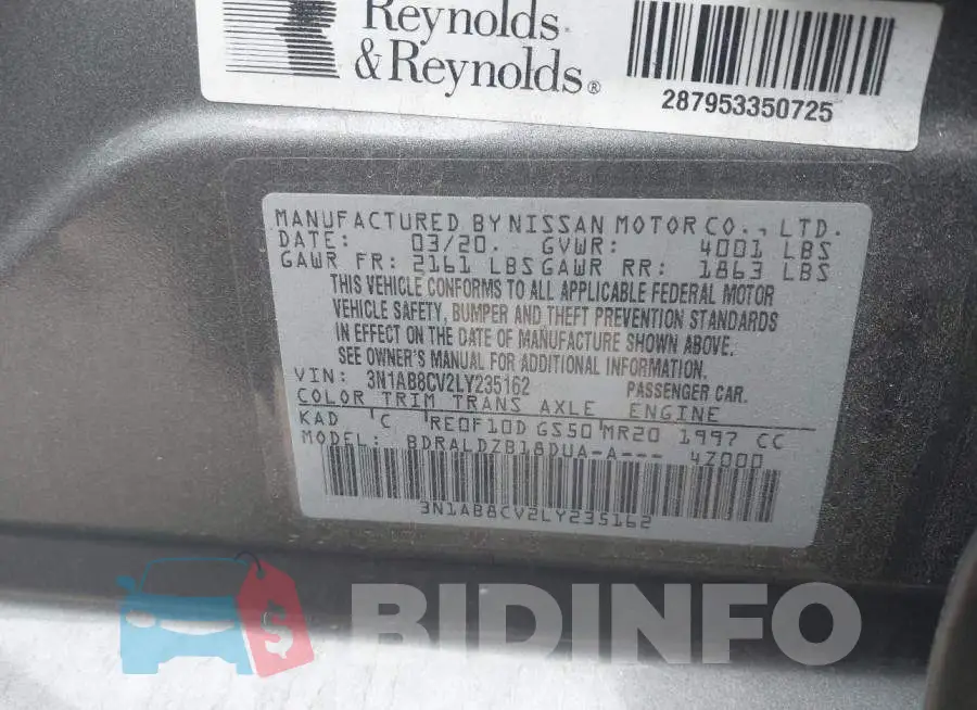 3N1AB8CV2LY235162 Photo# 9