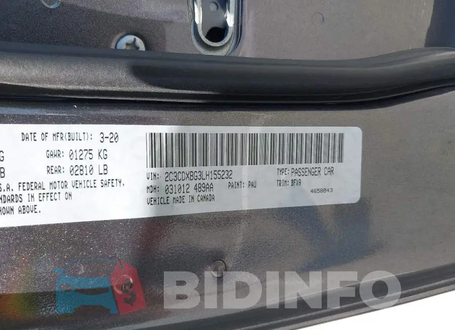 2C3CDXBG3LH155232 Photo# 9
