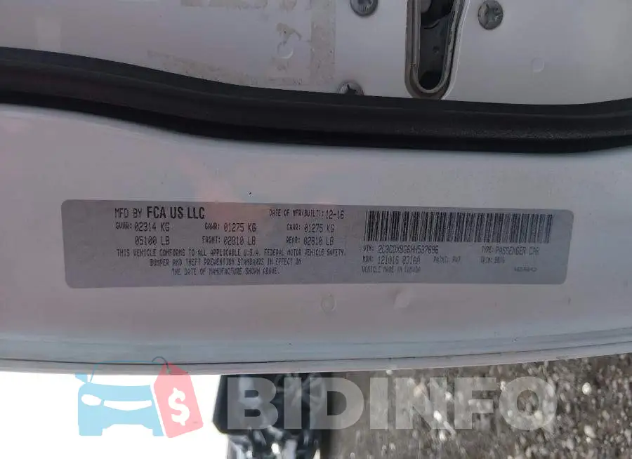 2C3CDXBG6HH537696 Photo# 9