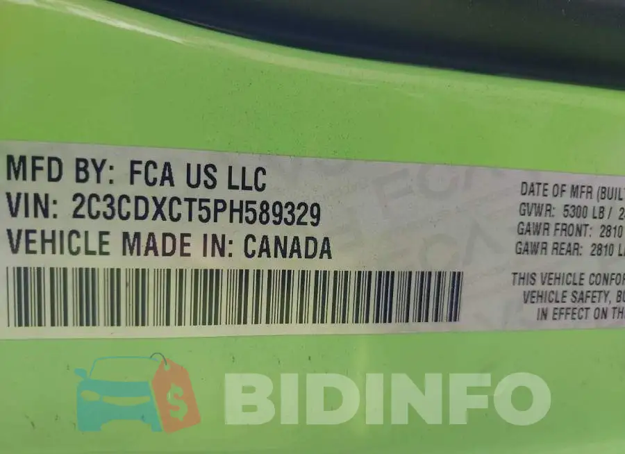 2C3CDXCT5PH589329 Photo# 9