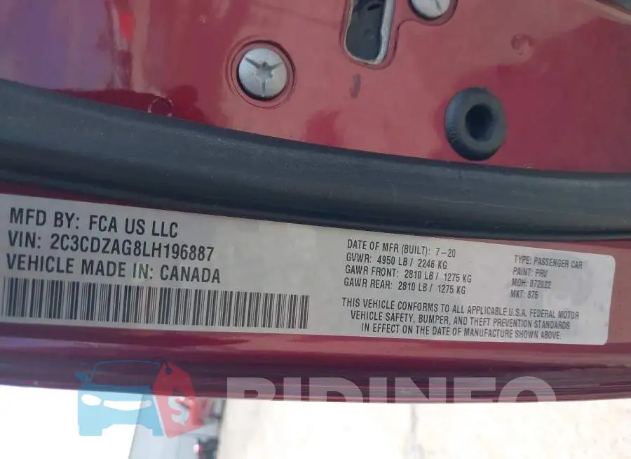 2C3CDZAG8LH196887 Photo# 9