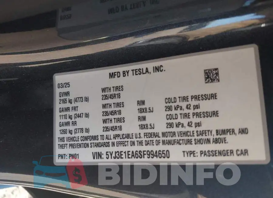 5YJ3E1EA6SF994650 Photo# 9