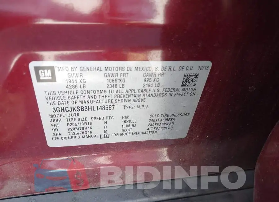 3GNCJKSB3HL148587 Photo# 9