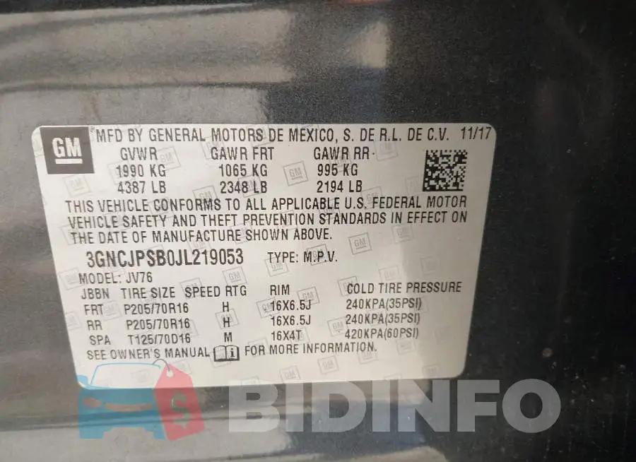 3GNCJPSB0JL219053 Photo# 9