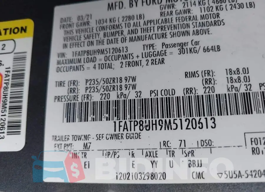 1FATP8UH9M5120613 Photo# 9