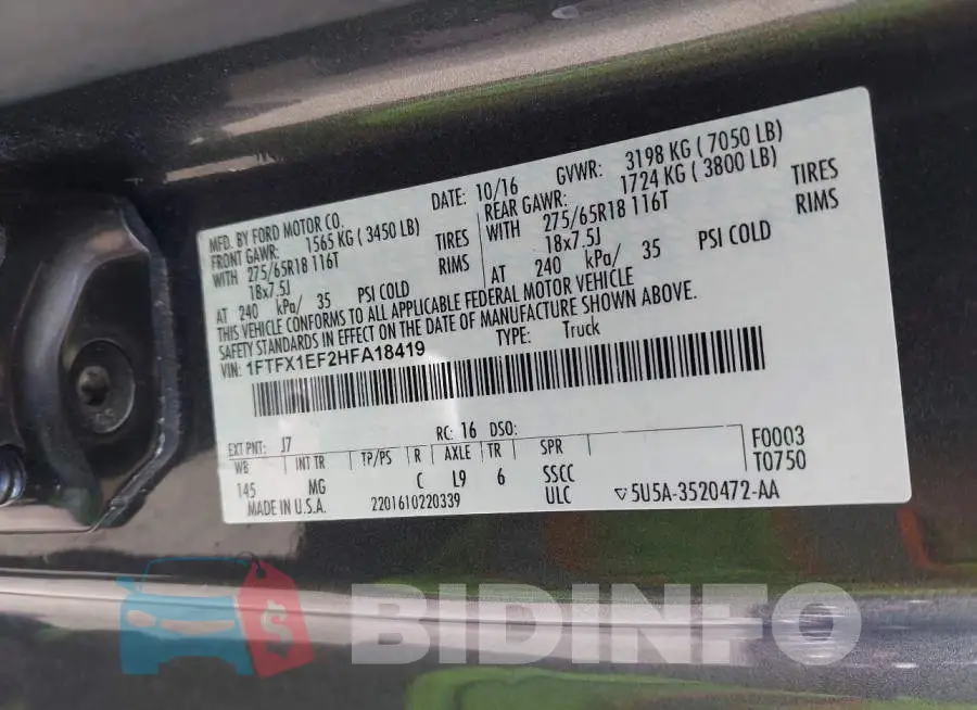 1FTFX1EF2HFA18419 Photo# 9